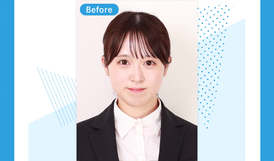 女性の就活証明写真の撮影イメージ